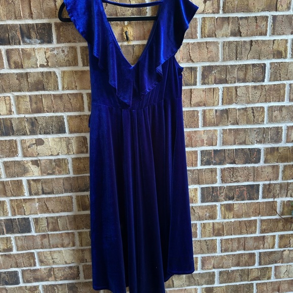Torrid Royal Blue Asymmetrical Velvet Dress - Picture 10 of 10